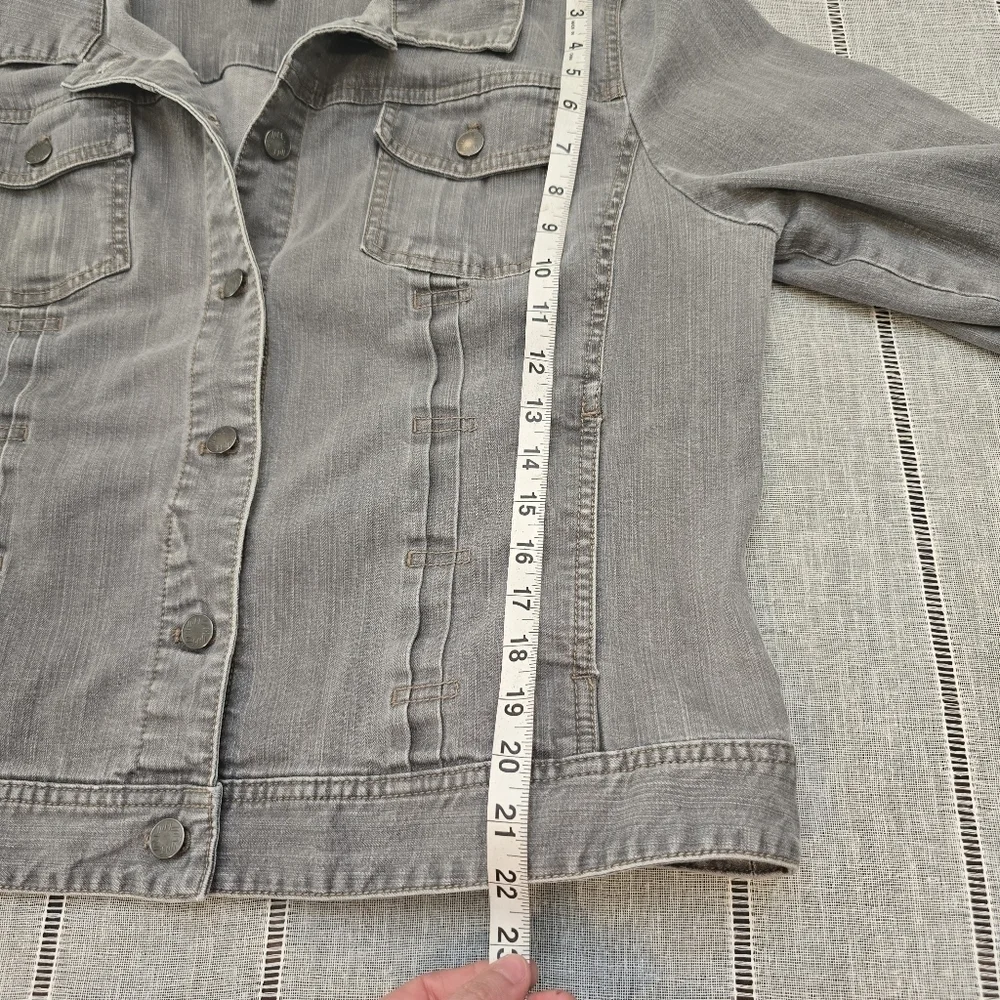 J Jill Denim Jacket Women's Xl Cotton Stretch Gray Button 3/4 Sleeve - Picture 4 of 11
